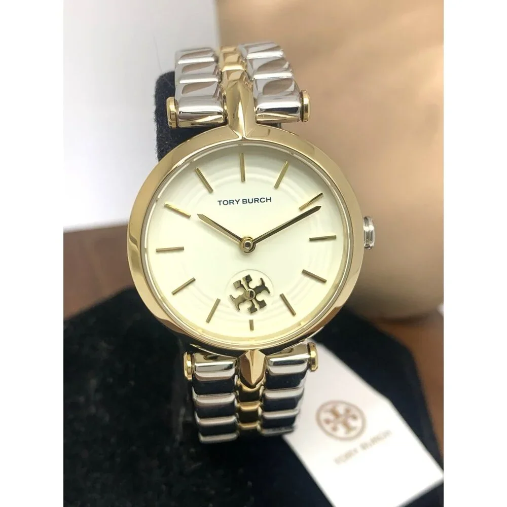 Tory Burch Women's Watch TBW2044 Kira Quartz Cream Dial Two Tone Steel 30mm